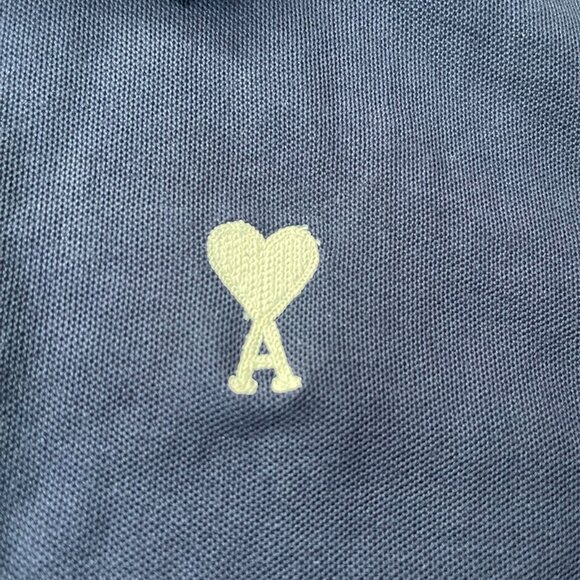 AMI White Heart Logo Polo Night Blue - Picture 3 of 8